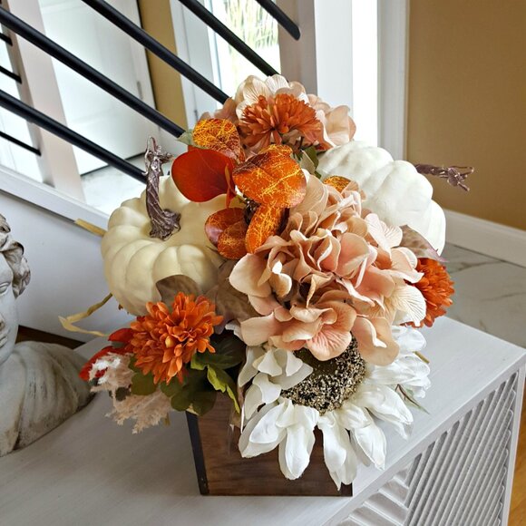 NEW! EXQUISITE Rustic FARMHOUSE Fall FLORAL BOX DECOR - Picture 3 of 5